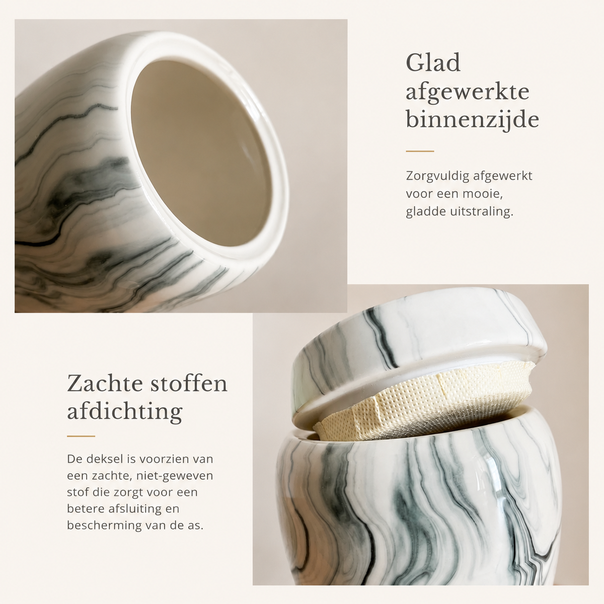 Urn Elara van keramiek met een inhoud van 850 ml