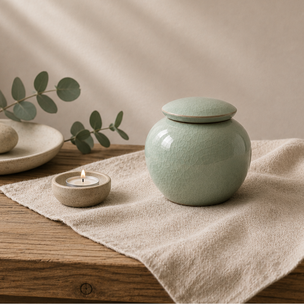 Keramische mini-urn Livia met craquelé-afwerking