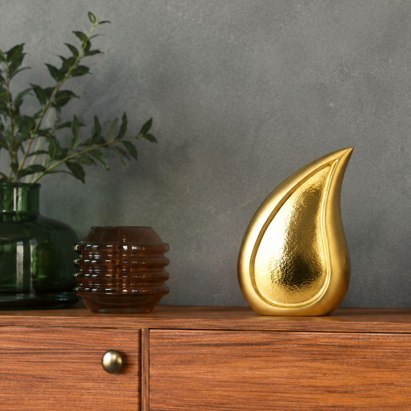 Gouden druppel-urn Dorée van aluminium