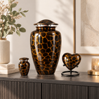Urnenset Ambre zwart met bruin, compositie van drie urnen