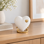 Mini-urn Perle – wit hartje met gouden hart – 110 ml