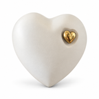 Mini-urn Perle – wit hartje met gouden hart – 110 ml