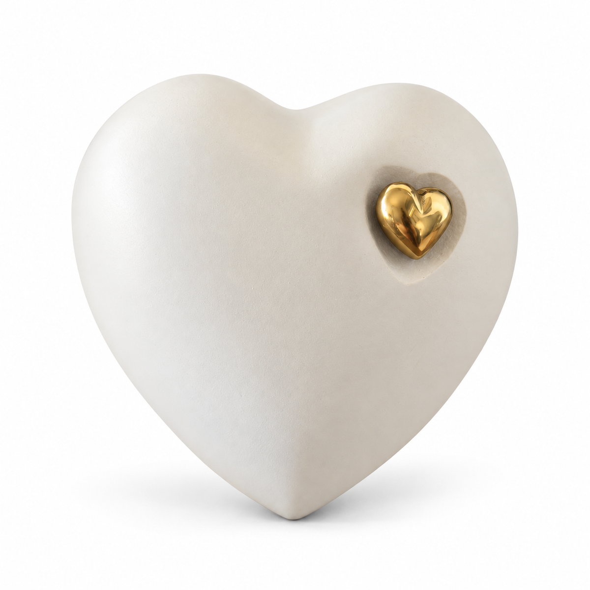 Mini-urn Perle – wit hartje met gouden hart – 110 ml