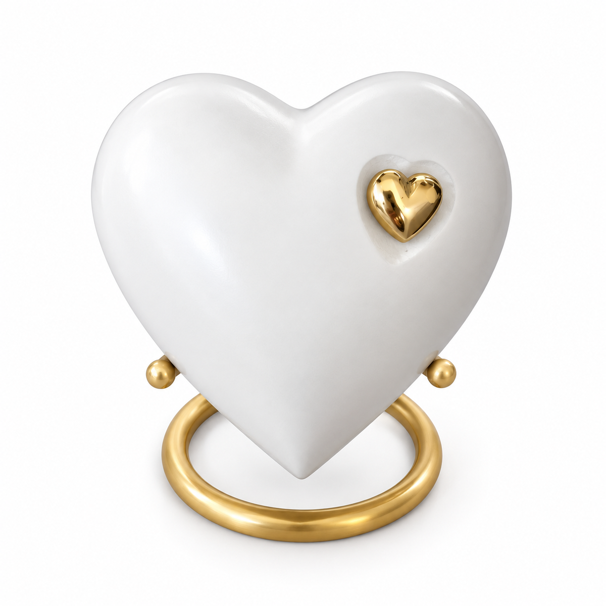 Mini-urn Perle – wit hartje met gouden hart – 110 ml