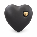 Mini-urn Onyx – zwart hartje met gouden hart – 110 ml-vooraangezicht