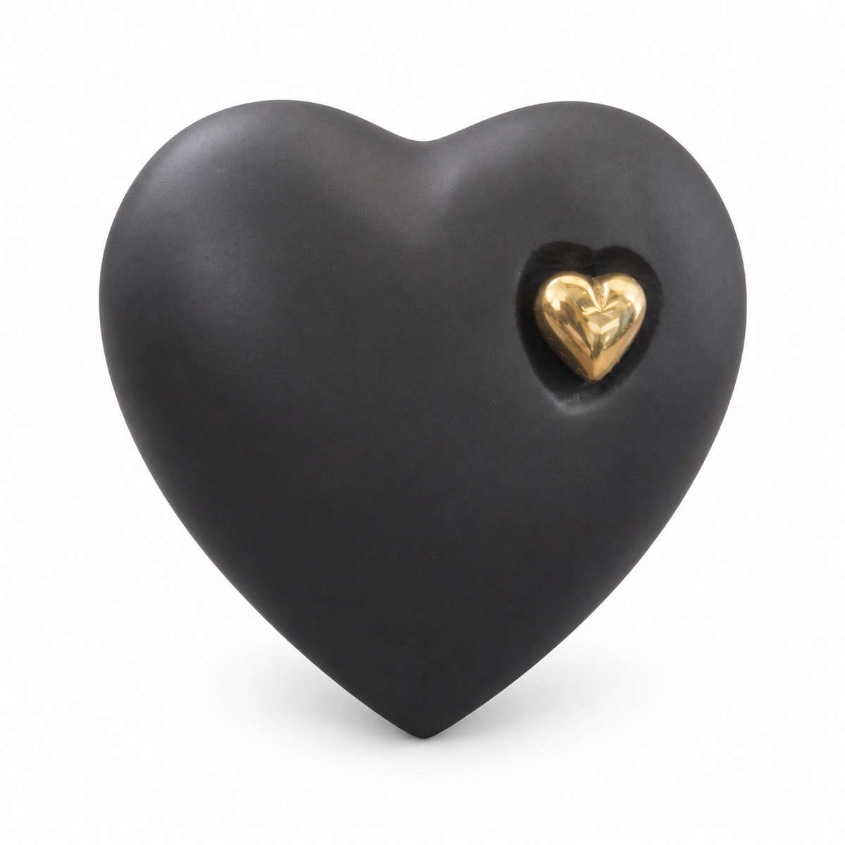 Mini-urn Onyx – zwart hartje met gouden hart – 110 ml-vooraangezicht