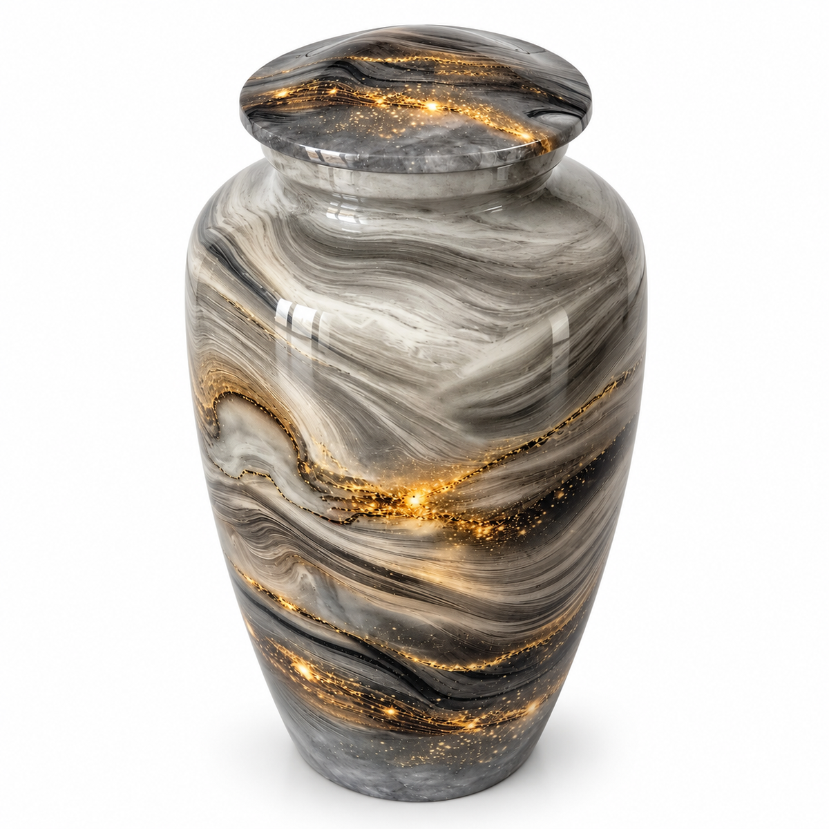 Grijsgroene urn Aurora met gouden accent