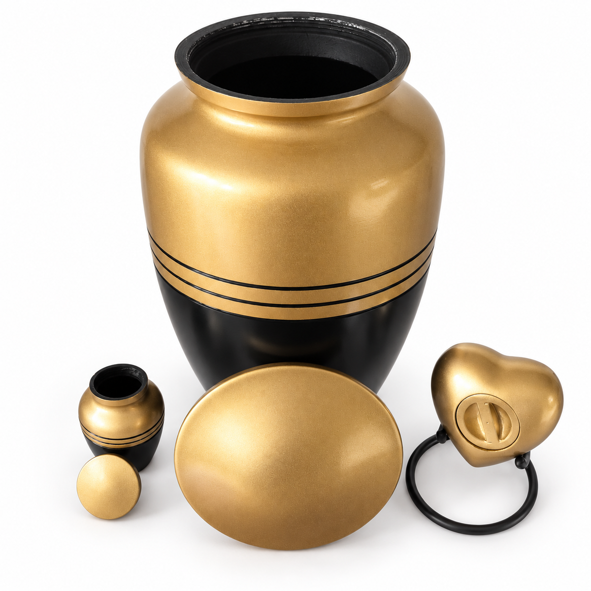 Urnenset Aurum goud met zwart, Hemelhof