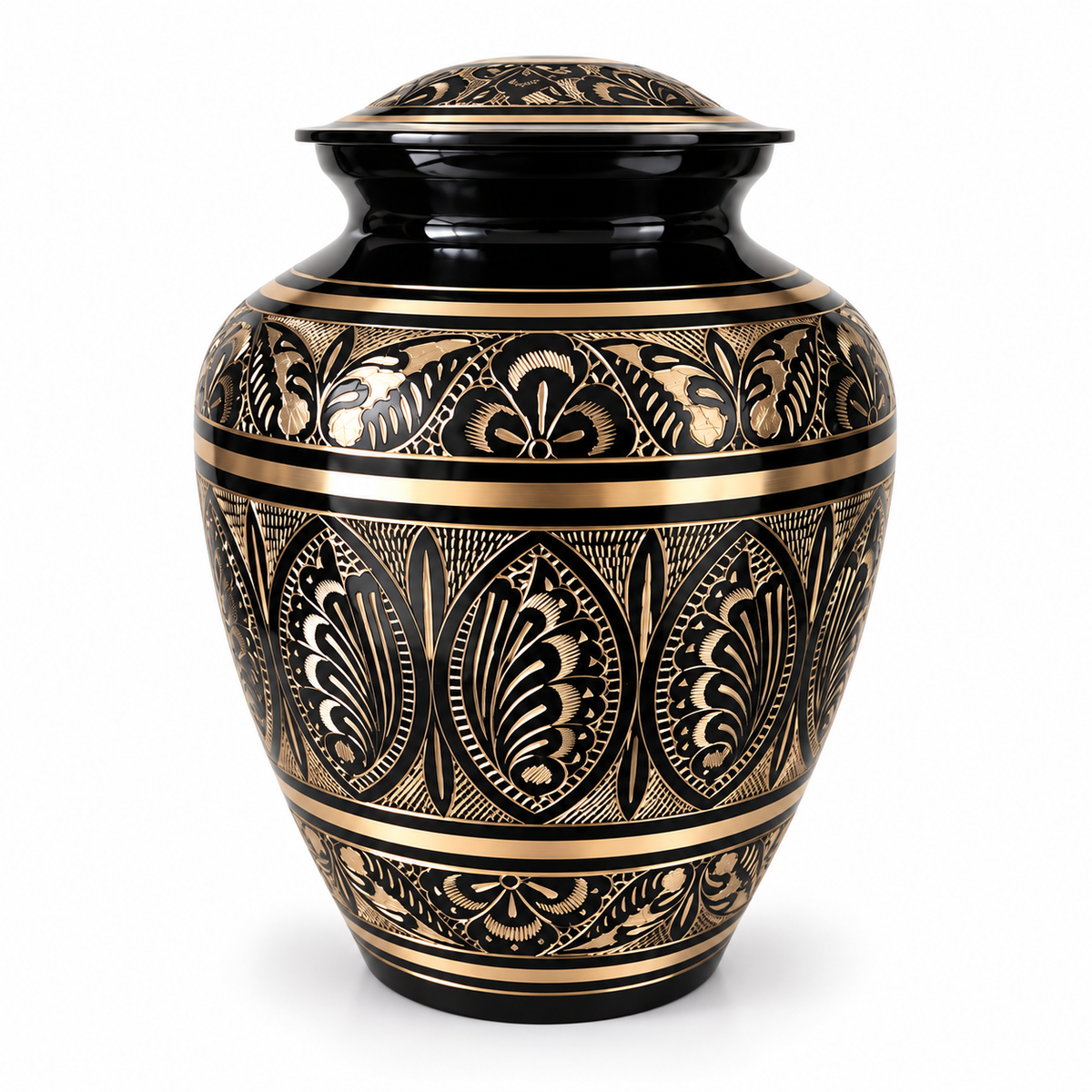 Urn Noblesse van messing, zwart met gouden vlinders, 3,5 liter