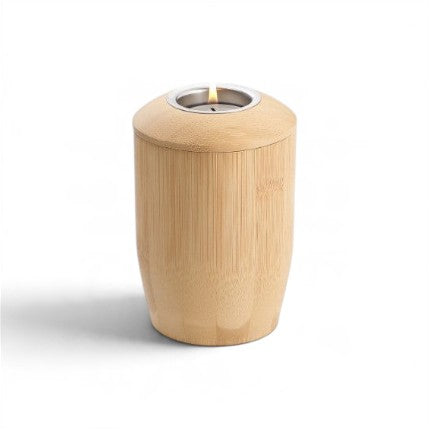 Kleine urn Kaya met waxinelicht – bamboe – 500 ml