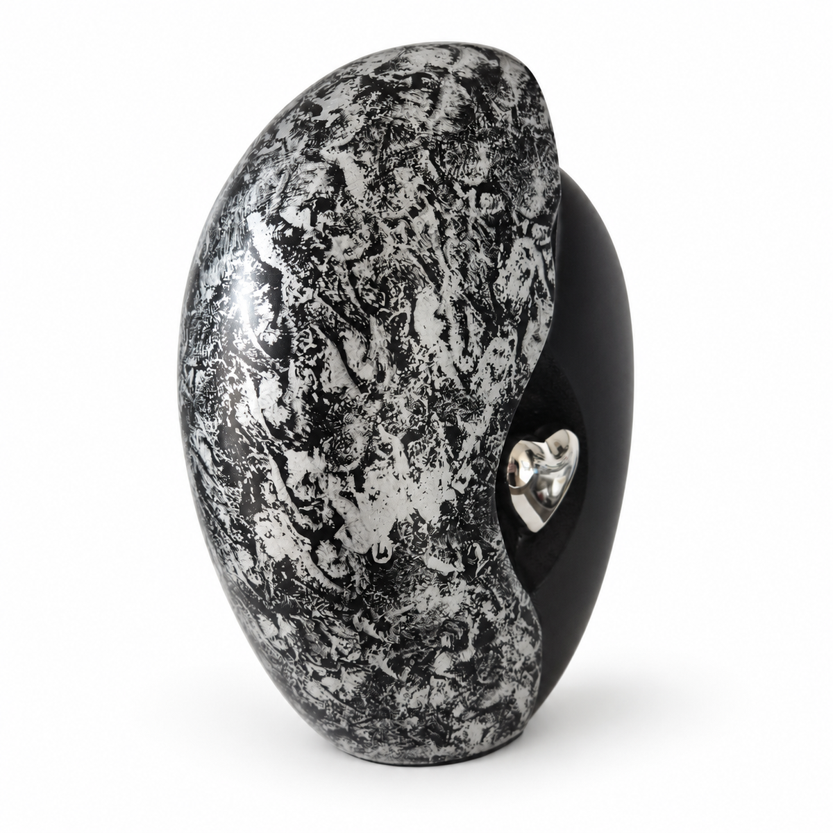 Urn Vida zwart met zilveren hart, Hemelhof