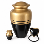 Driedelige urnenset Aurum in goud en zwart