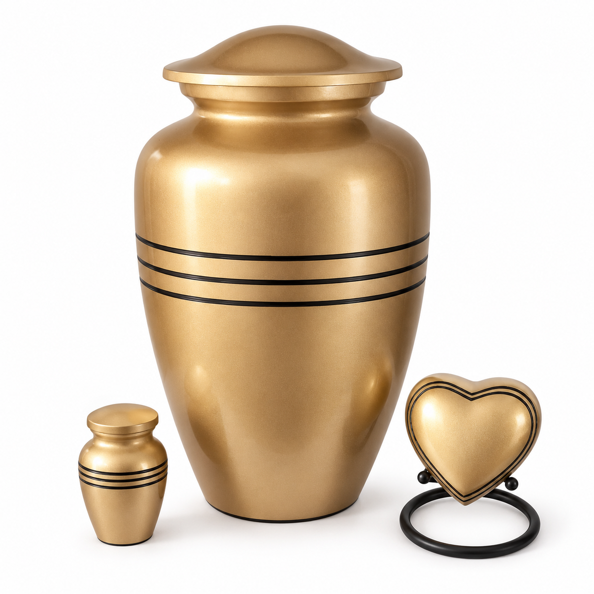 Urnenset Trésor goud met zwarte ringen, Hemelhof