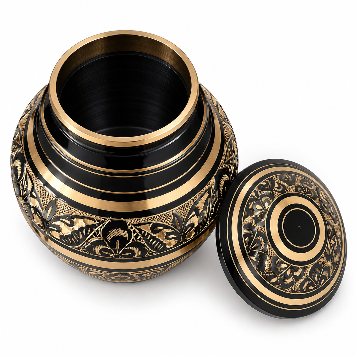 Urn Noblesse met schroefdeksel, messing in zwart en goud