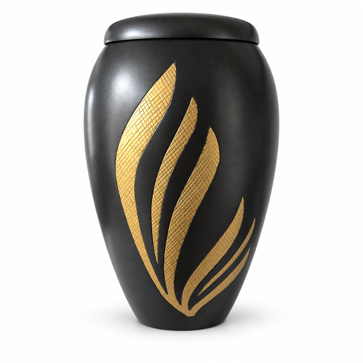 Urn Vesta mat zwart met gouden vlam, 3,3 liter