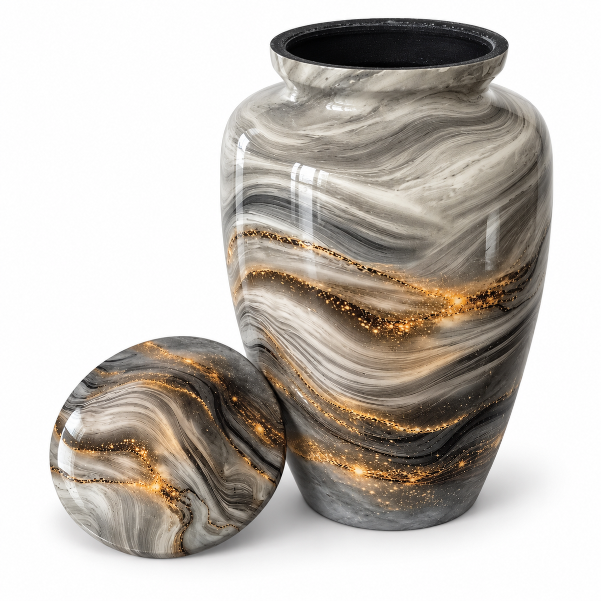 Metalen urn Aurora met gemarmerde afwerking