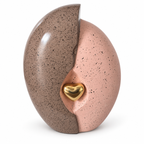 Handgemaakte urn Vida van aluminium, taupe en roze